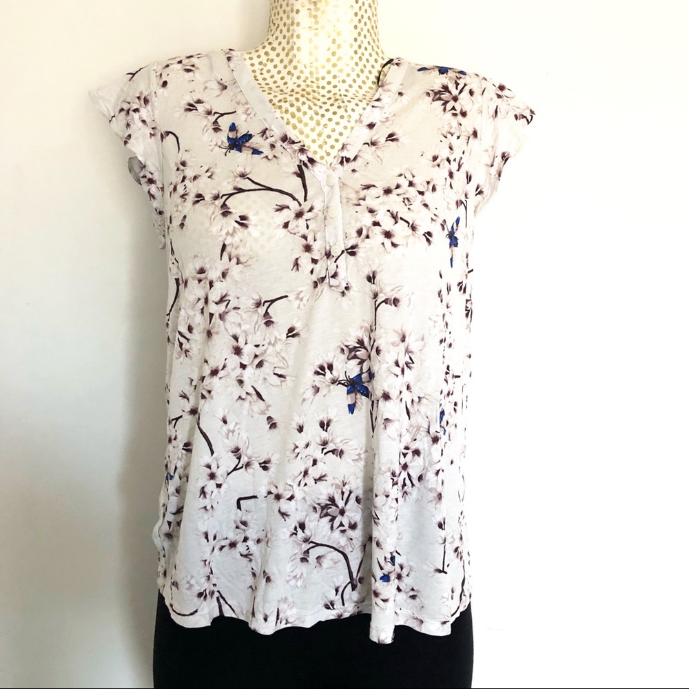 Casual Floral V Neck Top